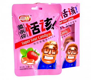Жевательные конфеты "Super Sour Candy" Клубника 36гр 1шт/20уп